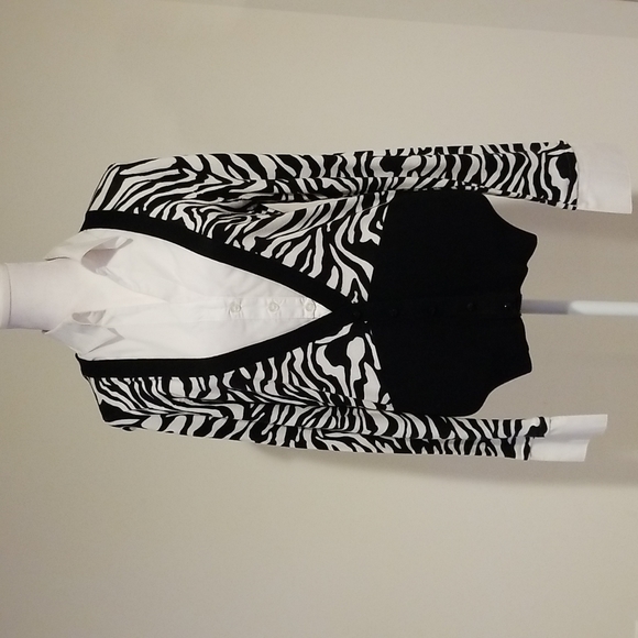 INC Black and White Zebra Print and Ribbed Knit Sweater - Picture 1 of 6